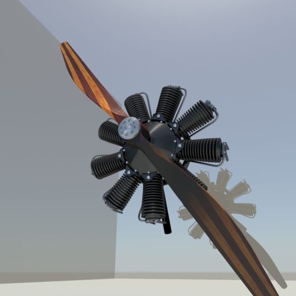 1920 s Propeller and Generic 9 Cylinder Radial Engine