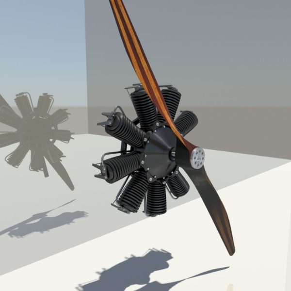 1920 s Propeller and Generic 9 Cylinder Radial Engine
