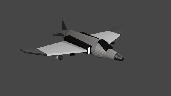 3d model low poly airplane jet plane flying
