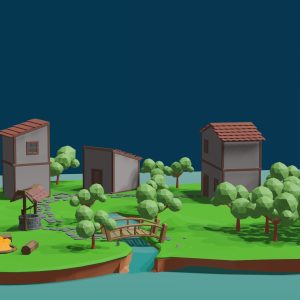3d-village-low-poly-3d-model-low-poly-animated-blend