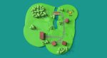 3d village low poly map of forest