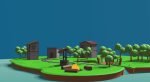 3d village low poly map of forest