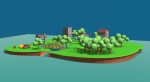 3d village low poly map of forest