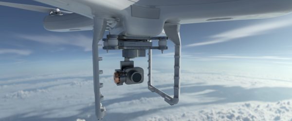 Drone flying in sky