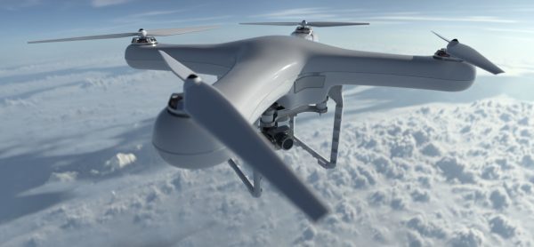 Drone flying in sky