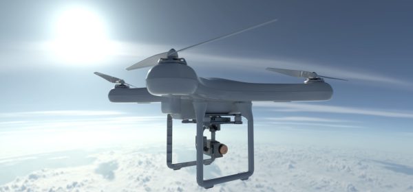 Drone flying in sky