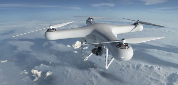 Drone flying in sky