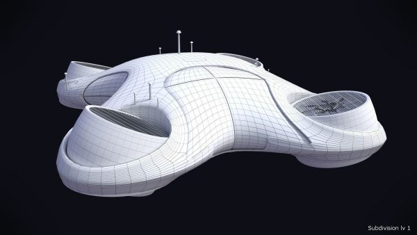 DroneCar futuristic house on water