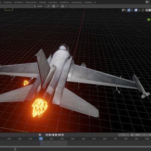 Fighter Jet with Fire mesh