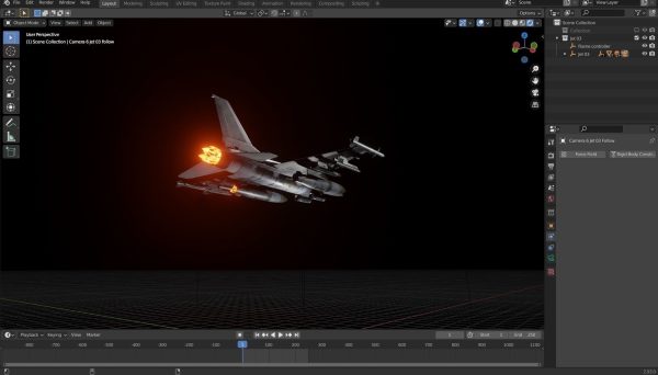 Fighter Jet with Fire mesh