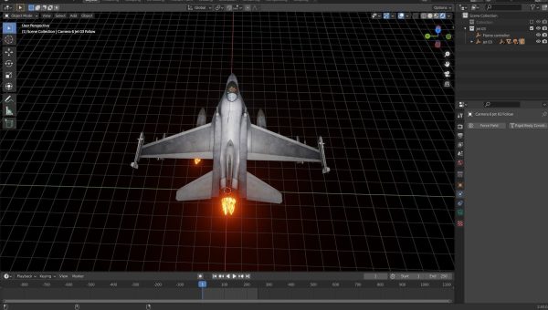 Fighter Jet with Fire mesh
