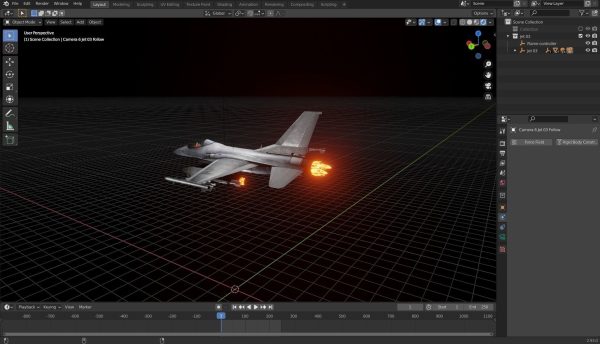 Fighter Jet with Fire mesh