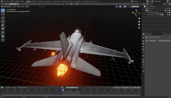 Fighter Jet with Fire mesh