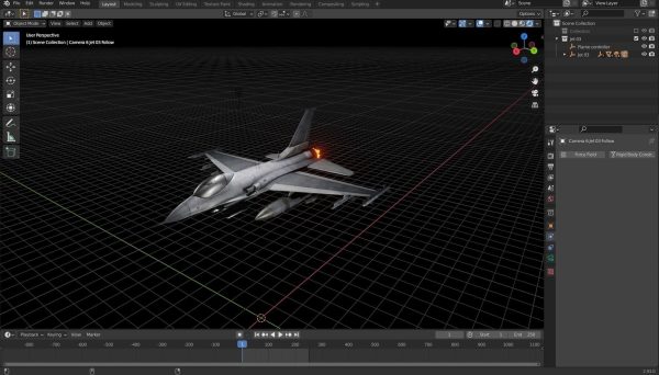 Fighter Jet with Fire mesh