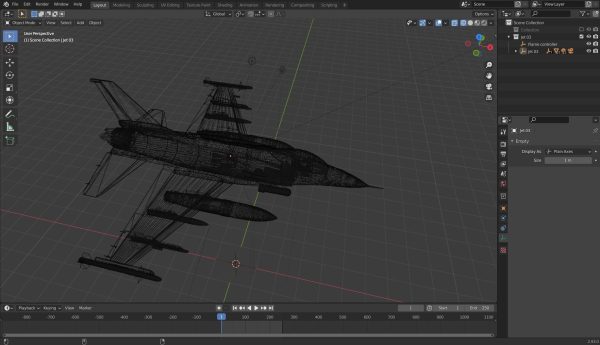 Fighter Jet with Fire mesh