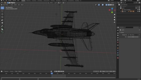 Fighter Jet with Fire mesh