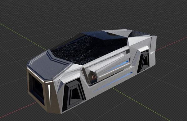 Floating Futuristic Car based on Tesla Cybertruck