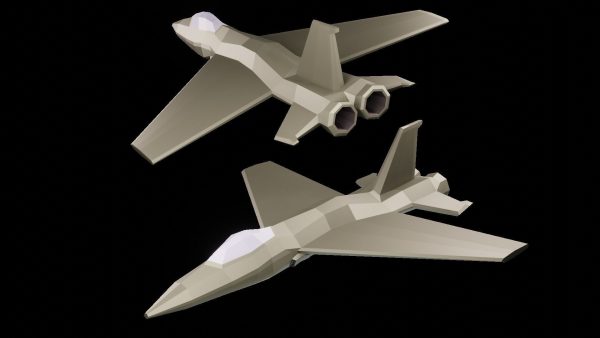 Jet Low Poly 3d Model two fighter jets