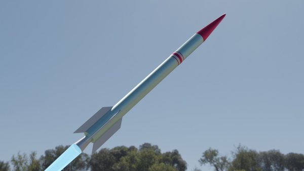Rocket Low Poly flying in sky