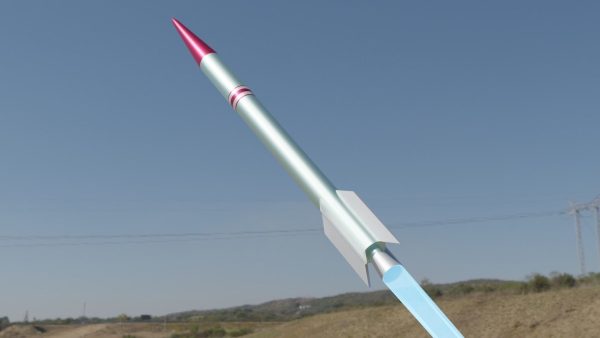 Rocket Low Poly flying in sky