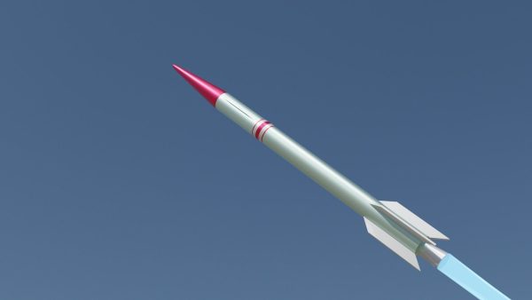 Rocket Low Poly flying in sky
