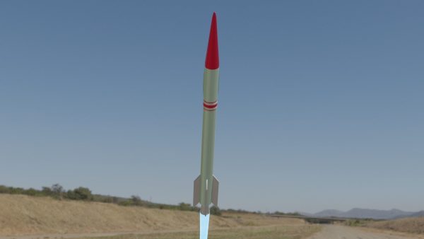 Rocket Low Poly flying in sky