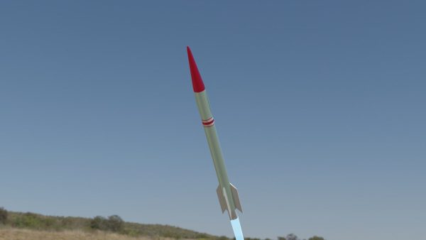 Rocket Low Poly flying in sky