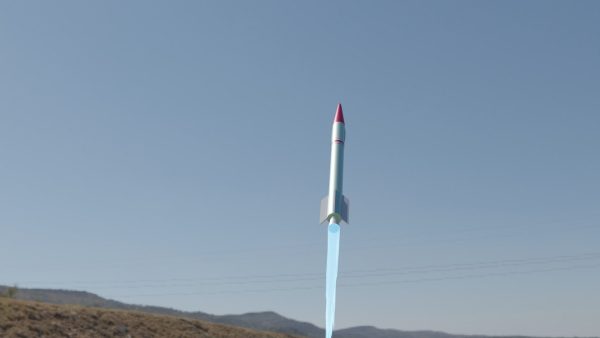 Rocket Low Poly flying in sky