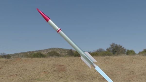 Rocket Low Poly flying in sky