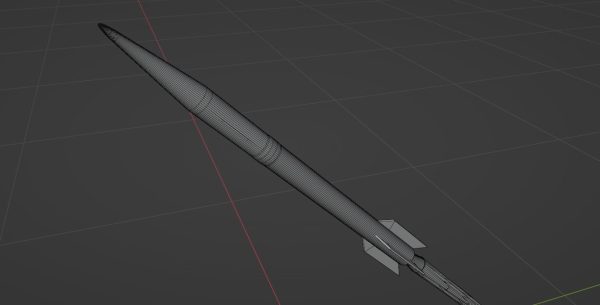 Rocket Low Poly flying in sky