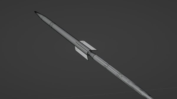 Rocket Low Poly flying in sky